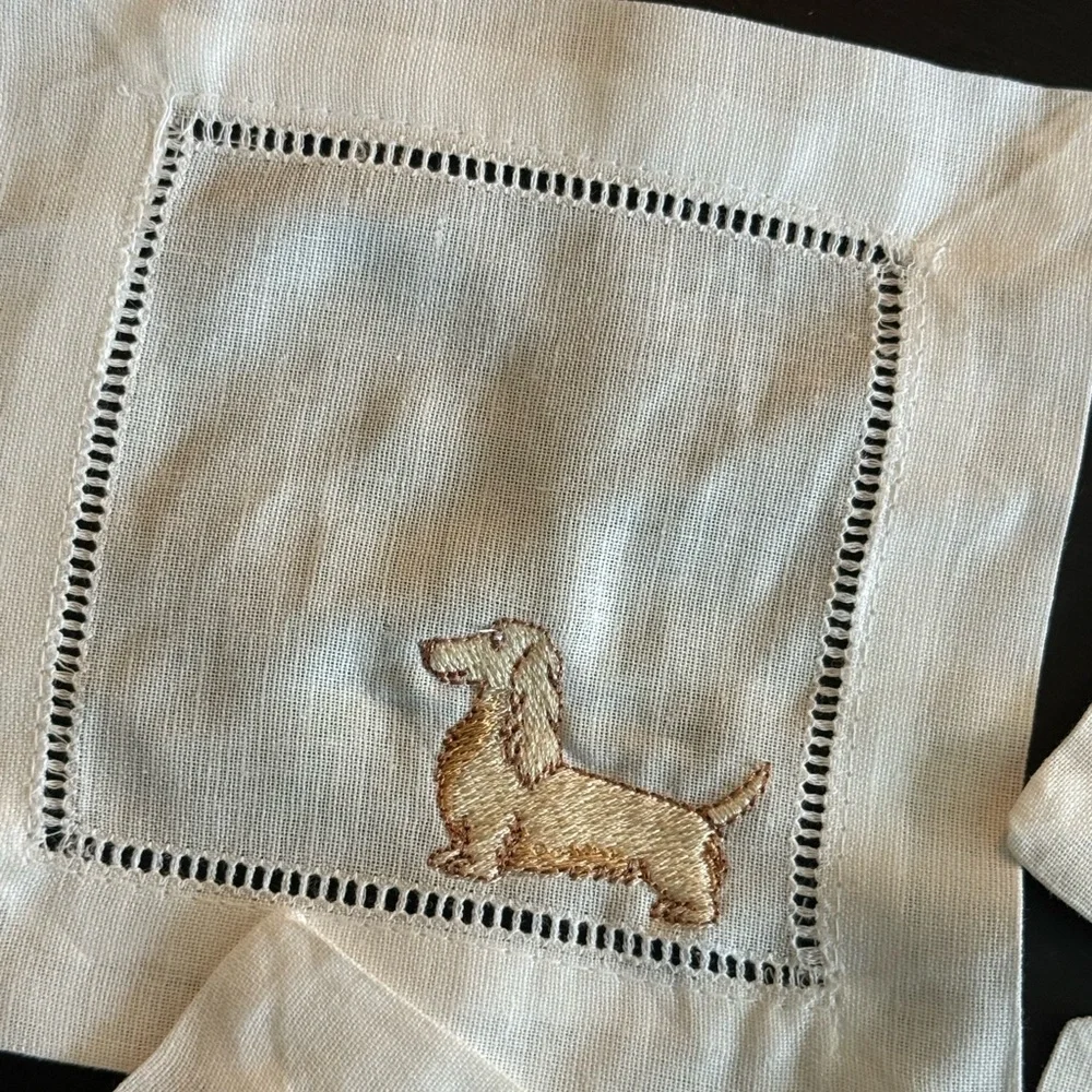 Embroidered Dachshund Cocktail Napkins